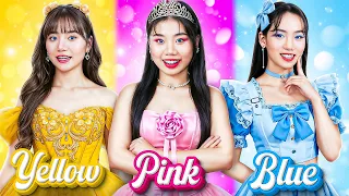 Pink Vs Yellow Vs Blue Girl At The Ball! Who Is The Prettiest Disney Princess?