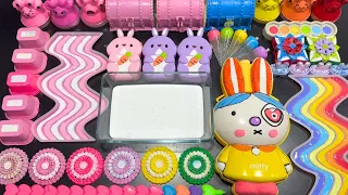 RELAXING WITH PINK VS RAINBOW SLIME ! Mixing MAKEUP, CLAY & Glitter into GLOSSY Slime !!!