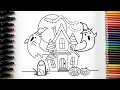 Draw and Color with Bora Halloween Coloring Page Little Ghosts Free Printable
