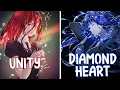 「Nightcore」→ Unity x Diamond Heart // Alan Walker -  (Switching Vocals / Lyrics)