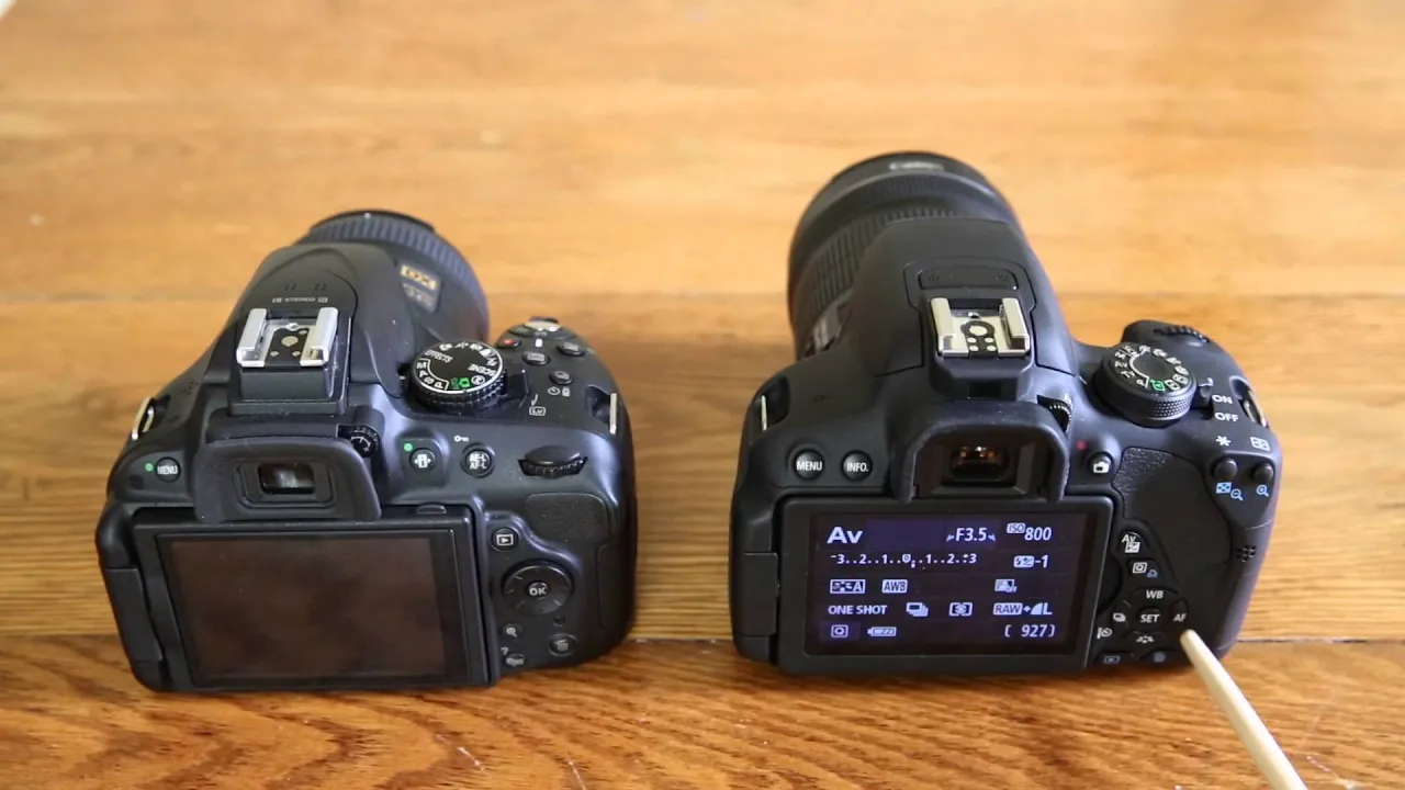 Canon 70D + Sigma 18-35 1.8 Nikon D5200 + Nikkor 16-35/4 Both lenses set to f4. Shutter speed set in. 