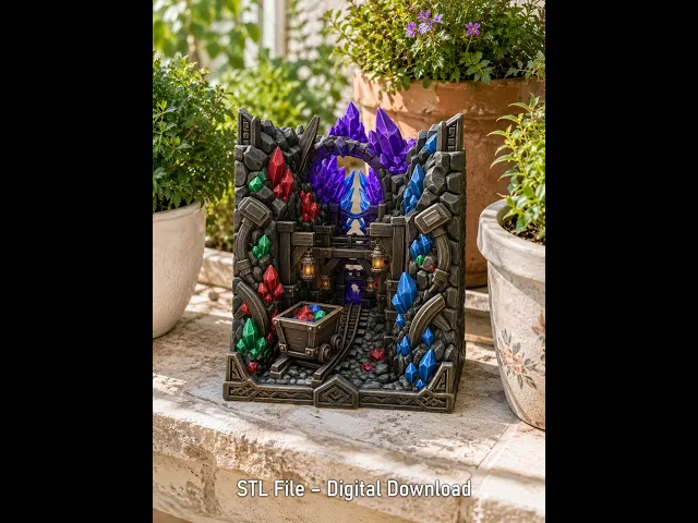 Fantasy Mining Tunnel Book Nook STL File for 3D Print video thumbnail