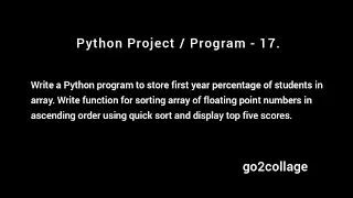 EP 17 Language Python Program Project I go2collage