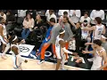 Bismack Biyombo collapses to the floor on OKC bench during a timeout