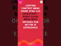 Create a Custom Right-Click Menu in 60 Seconds HTML CSS JavaScript