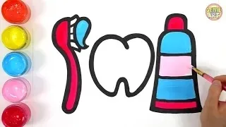 Let's learn to draw Brushing Tooth and coloring for kids | GENiEART