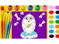 Coloring Page Cute Animals Penguin to color with Watercolors for Children to Learn Colors and Paint