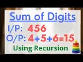 Sum of digits of a number using Recursion Hindi