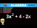 Algebra Grade 9 Coefficient variable constant