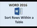 Word 2016 - Sorting Table Rows Columns