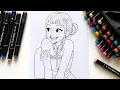 Satisfying Coloring with Markers Kpop demon hunters Zoey Coloring Page