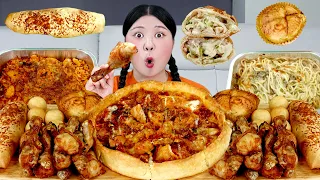 MUKBANG 굽네 순살시카고 피자 먹방! SPICY FRIED CHICKEN & PIZZA EATING SOUND | HIU 하이유