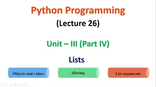 Python Programming JNTUA UNIT 3 Lists Lecture 26