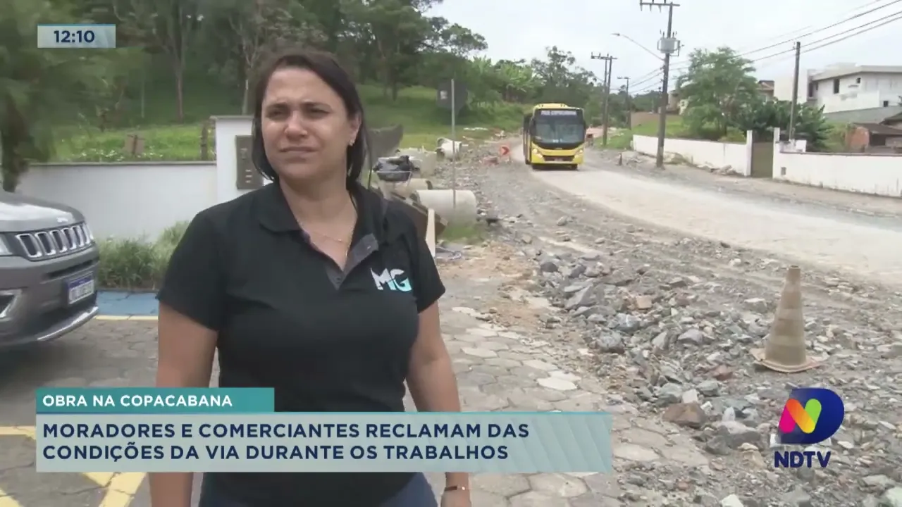 Obra na Copacabana: moradores e comerciantes reclamam das condições da via durante os trabalhos