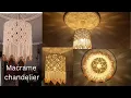Modern Macrame chandelier with Floral Top design with glass bead Bohemian Macrame Lamp shade