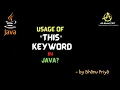 This Keyword in Java Part-2 lec 30a Java Tutorials BhanuPriya