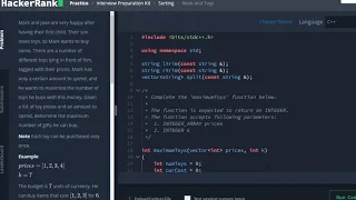 HackerRank Interview Prep - Problem 16 Mark and Toys