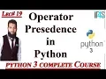 Python Tutorial in Urdu Hindi Operator Precedence in Python Precedence Order in Python
