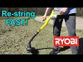 How to restring RELOAD STRING on Ryobi 18V weedeater string trimmer