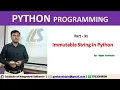 Part - 31 Immutable String in Python Hindi Language