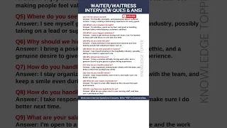 Waiter Interview Questions And Answers Waitress Interview Questions And Answers 