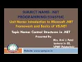 Control Structures in NET NET Programming 3340704 Mrs Ami J Patel