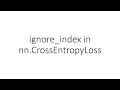 ignore - index in nn CrossEntropyLoss in PyTorch