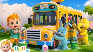 Wheels On The Bus Wash | NuNu Tv Nursery Rhymes & Kids Songs
