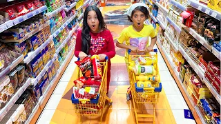 تحدي يوم كامل أحمر ضد الأصفر BUYING Everything In ONE COLOR In 5 Minute 