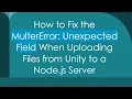 How to Fix the MulterError Unexpected Field When Uploading Files from Unity to a Node js Server