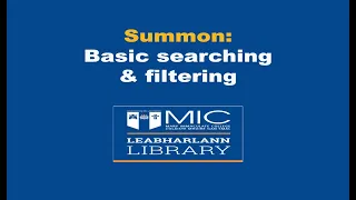 Summon Basic searching filtering