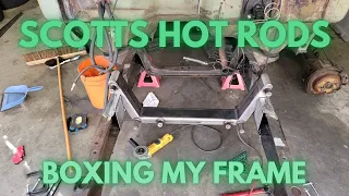 FIRST WELDS ARE IN I boxed in my frame to install my new Scotts Hot Rods IFS f100