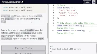Accessing Object Properties with Dot Notation - freeCodeCamp 84 Basic JavaScript