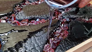 Burning Table of Wood and Epoxy Fire Lava