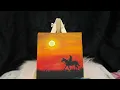 How to paint sunset easy tutorial 1-Minute horse silhouette Sunset acrylic for beginners