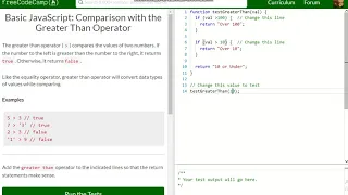 Basic JavaScript Comparison with the Greater Than Operator free code camp Dani