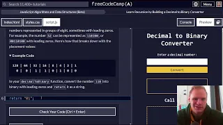 Learn Recursion by Building a Decimal to Binary Converter FreeCodeCamp