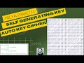 Self Generating Synchronizing Symmetric key Cipher Auto Key Cipher Polyalphabetic Cryptography