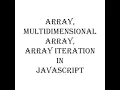 Array Multidimensional Array Array Iteration in JavaScript JavaScript Tutorial