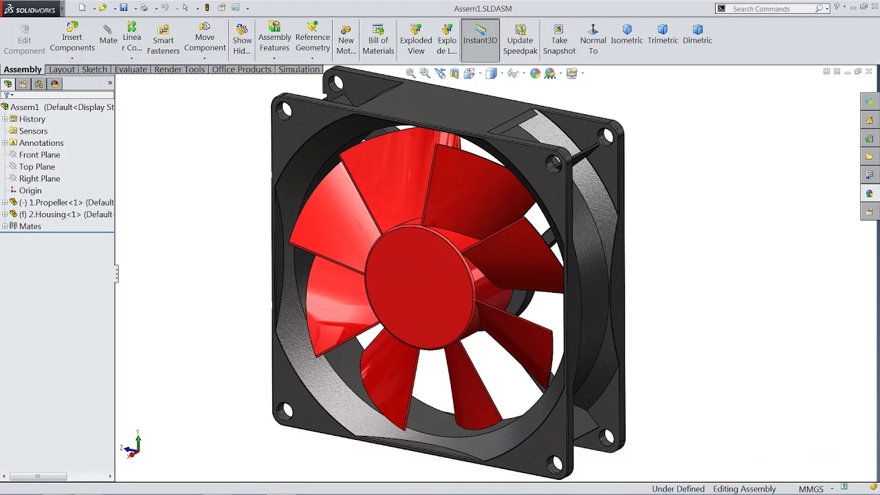 Solidworks tutorial | sketch Computer fan in Solidworks