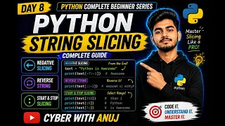 DAY 8 Python String Slicing Explained Positive Negative Reverse Slicing Hindi