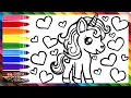 How To Draw A Unicorn Drawing And Coloring A Cute Unicorn Drawings For Kids