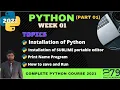 python tutorial for beginners in first program in python Week 01 Part 01