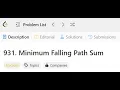 Minimum Falling Path Sum - 931 Leetcode Solution Java