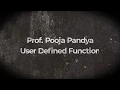 PHP User Define Function in Prof POOJA PANDYA