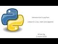 Introduction to python Lesson 8 Lists Insert and append