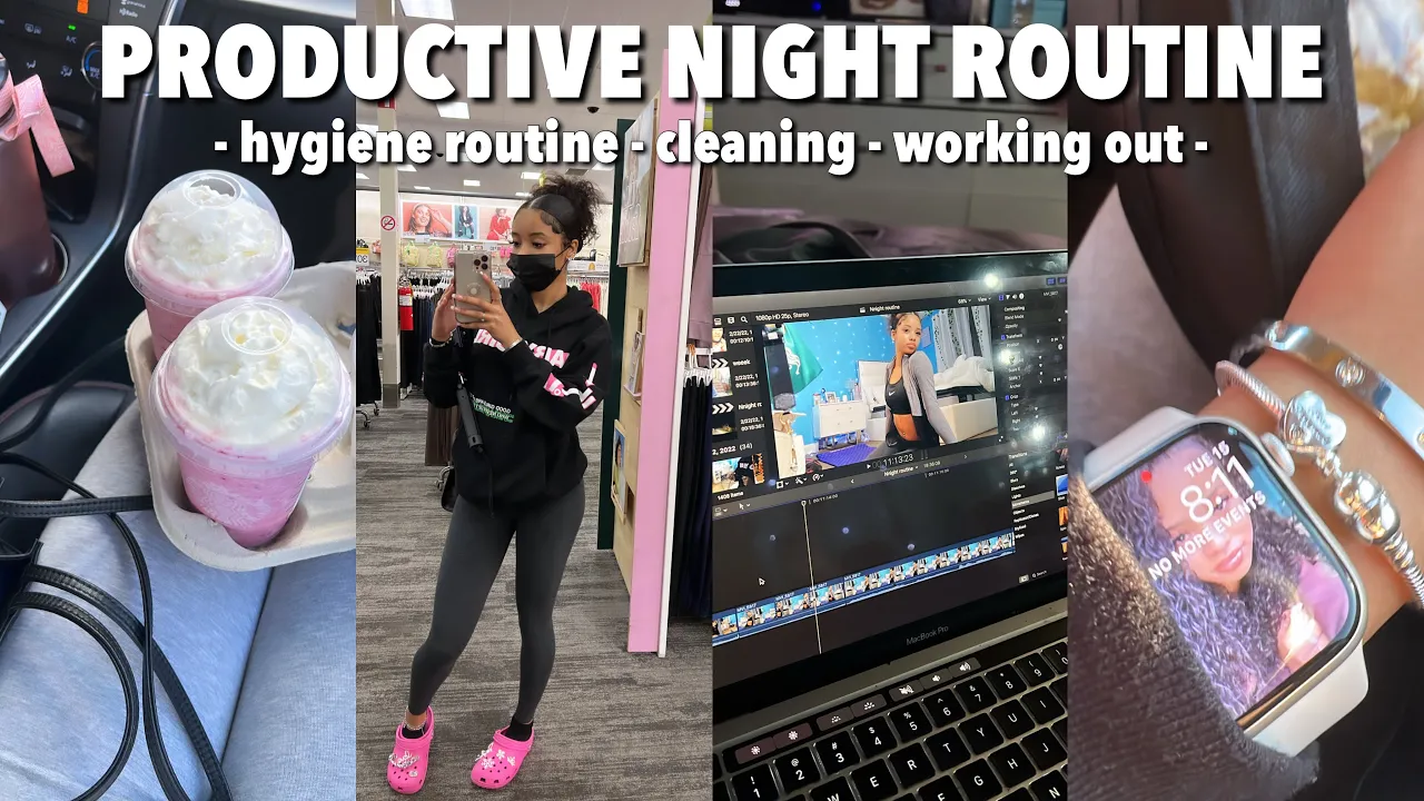 My PRODUCTIVE Night Routine: Hygiene Routine, Workout, Editing ✩ ||  AYEitsMaya