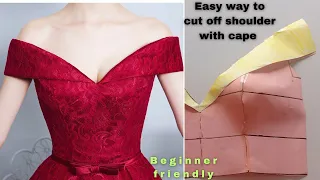 how to draft and cut off shoulder blouse with cape cut together off shoulder top diy