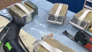 Me slowly cutting out the lid with the jigsaw. Both sides of the cut are important.