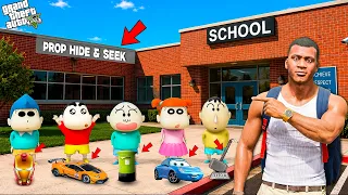 Franklin & ShinChan Playing PROP HIDE & SEEK In NEW SCHOOL | GTA 5 Telugu #gta5